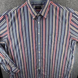 Paul & Shark Blue White Striped Button-Down Cotton 47 Shirt Mens Long Sleeve